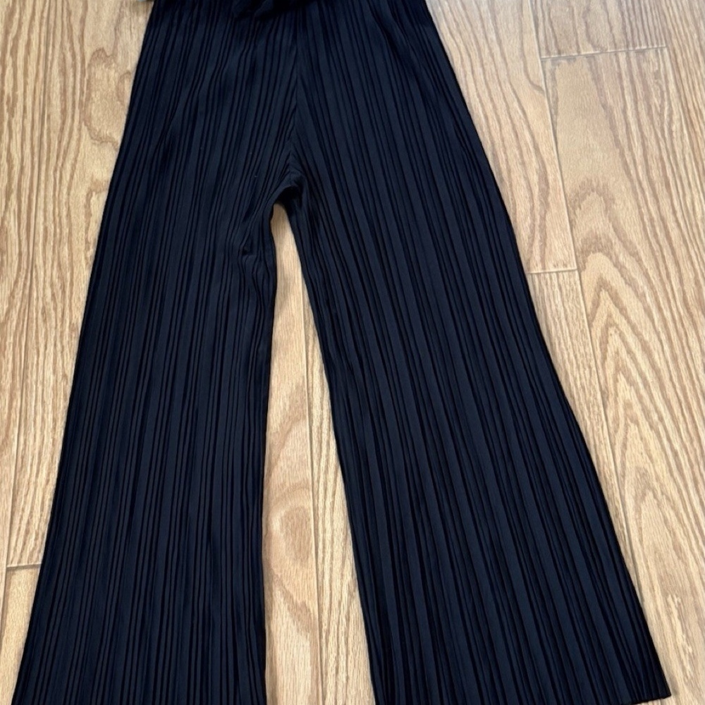New Mix Black Ribbed Design Comfort Pants - Womens 1X, NWT, Waist 12